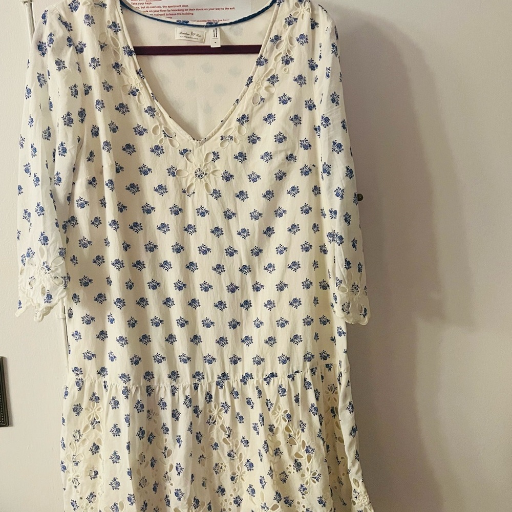 Anthropologie Meadow Rue Blue and White Blouse